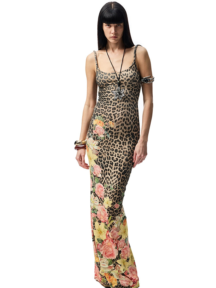 Leopard Print Knot-Straps Dress