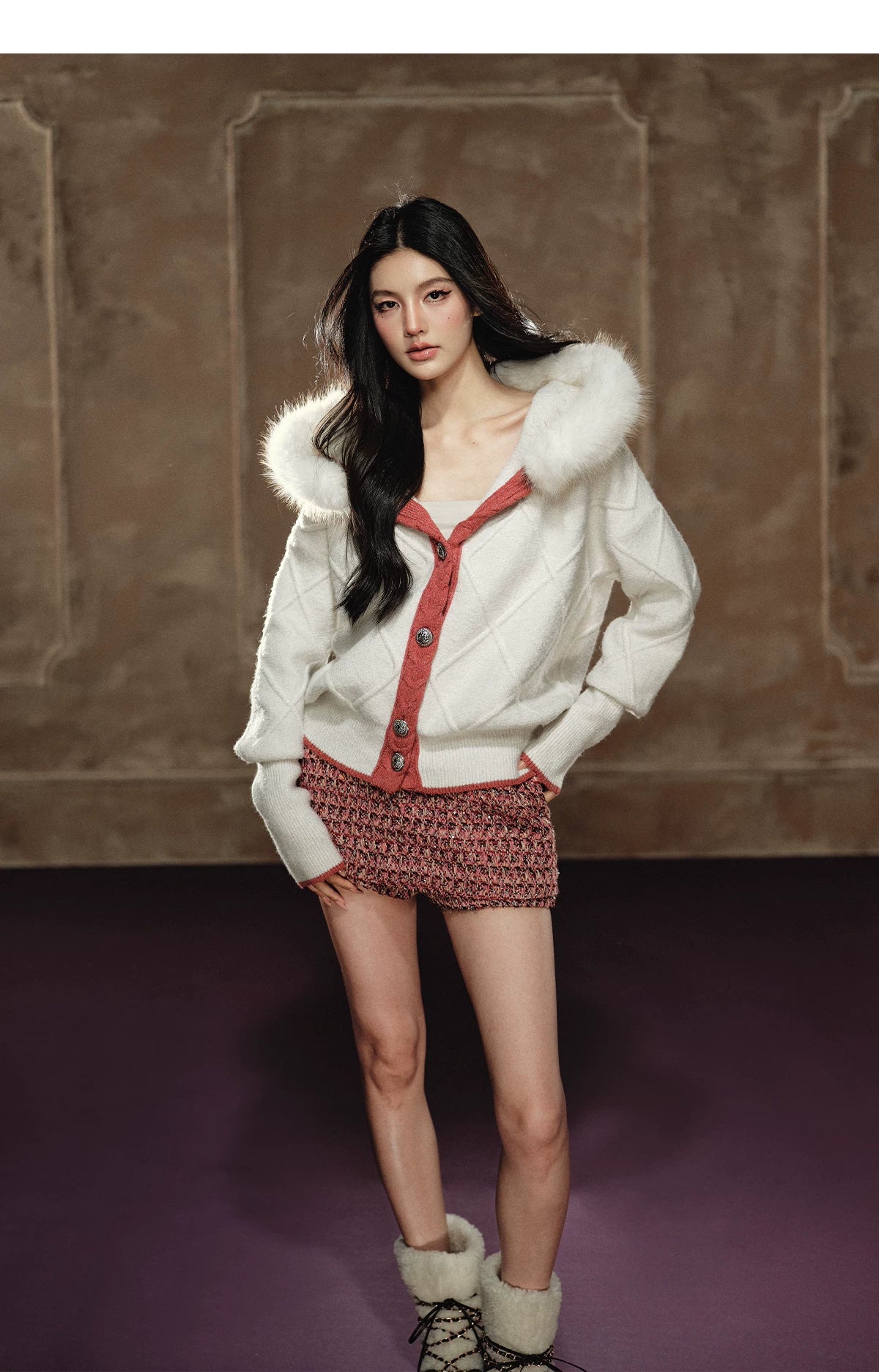 Tweed-Style A-Line Mini Skirt