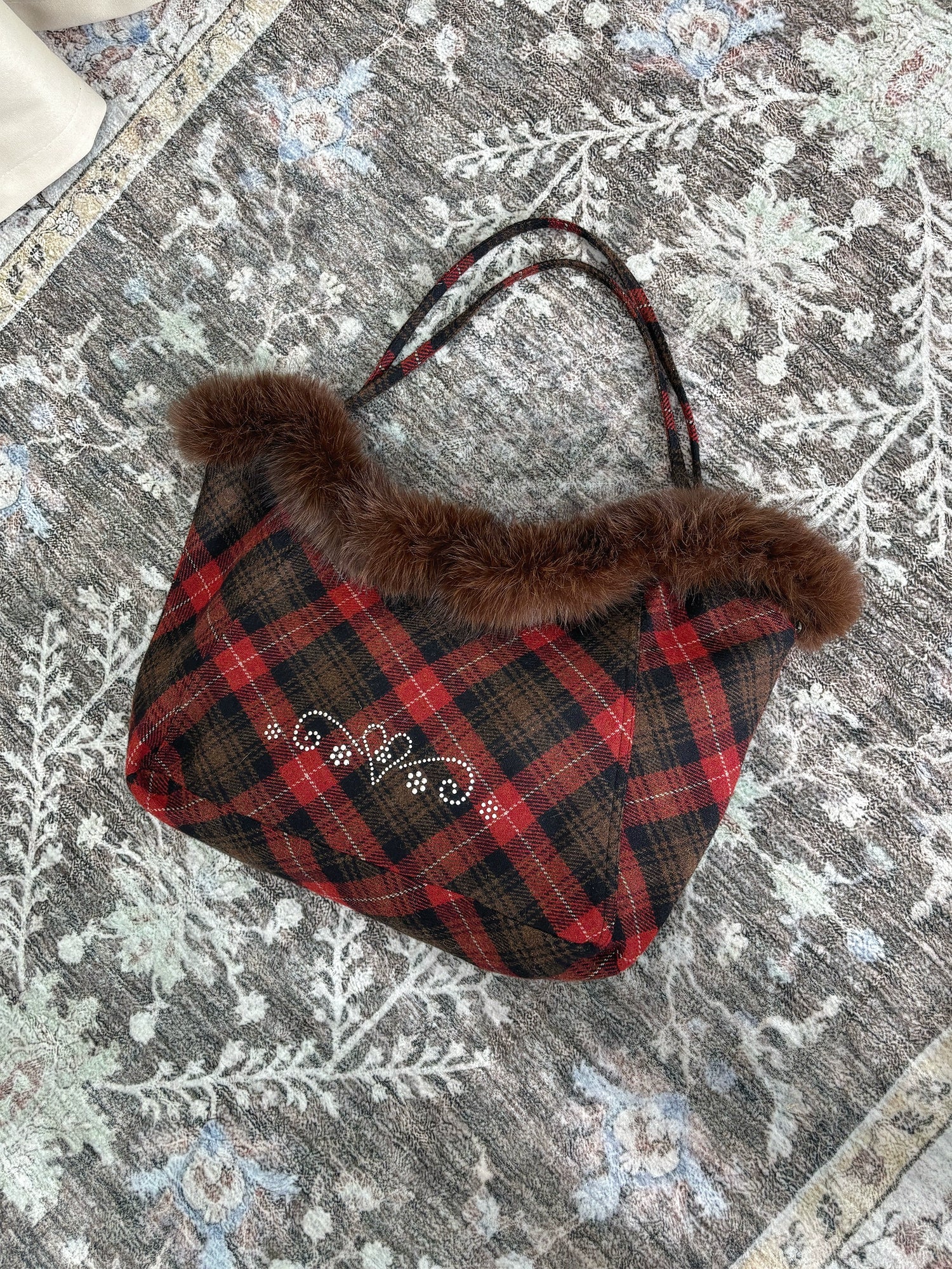 Plaid Wool-Blend Large Tote Bag