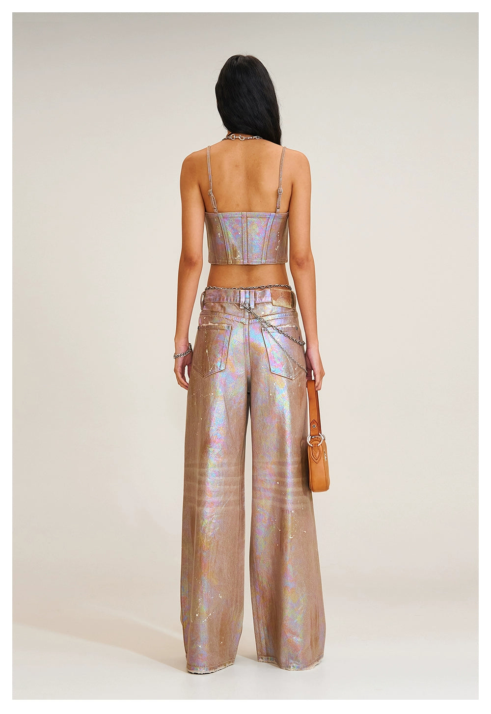 Wild Diamond Handcrafted Wide-Leg Denim Pants