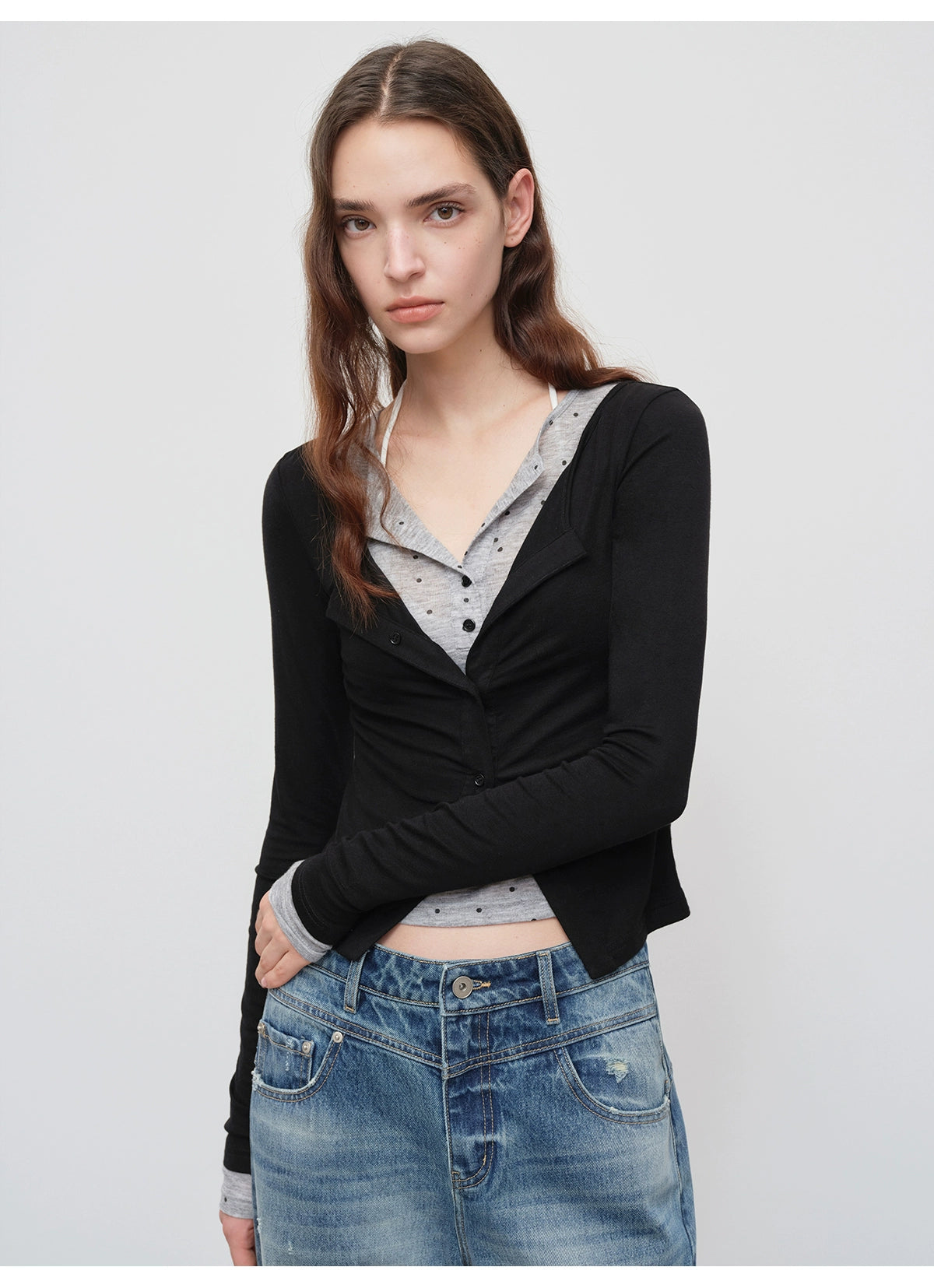 Polka-Dot Long Sleeve Cardigan