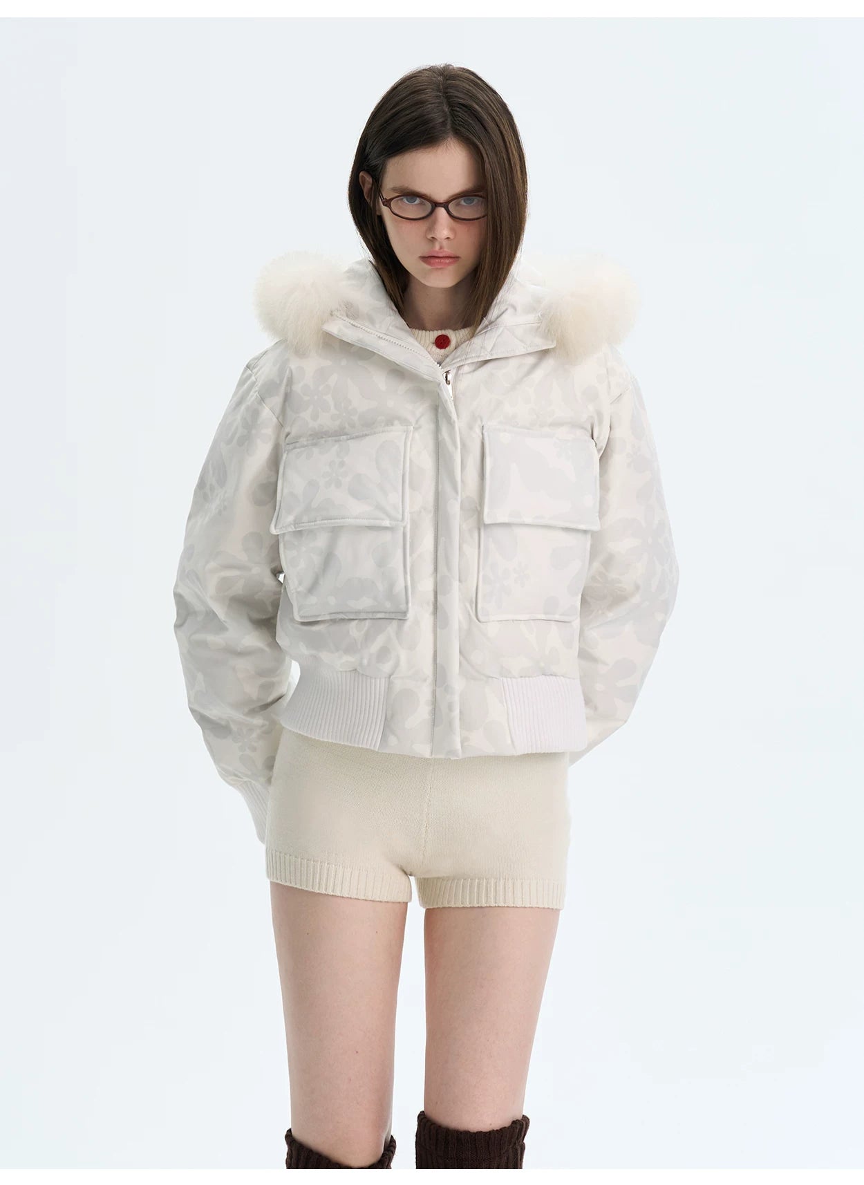 Vintage Printed Short Down Jacket