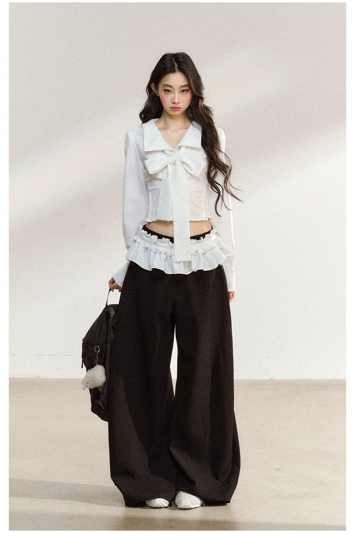 Black Relaxed Straight-Leg Trousers