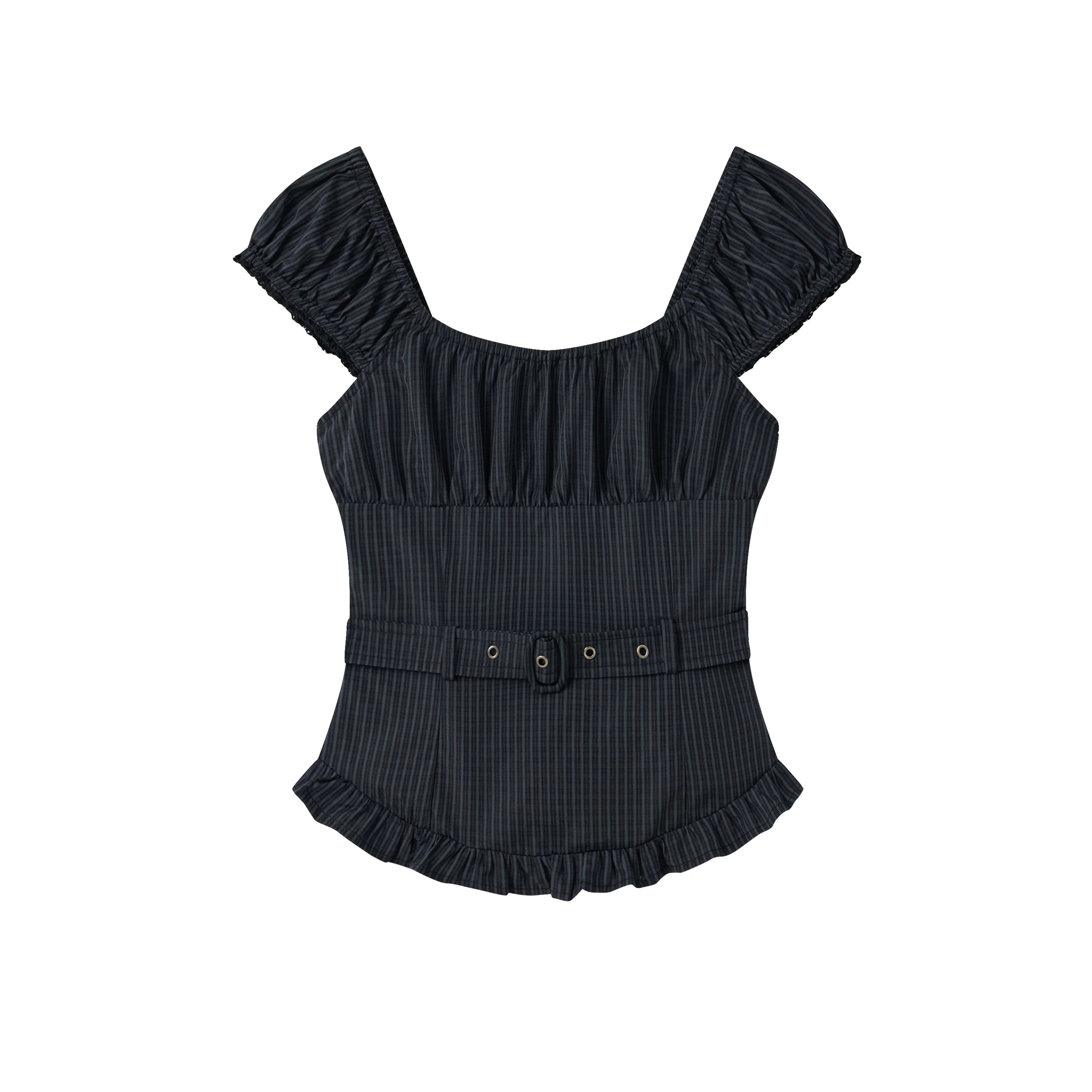 Vintage Floral Waist-Cinching Two-Piece Skirt Set