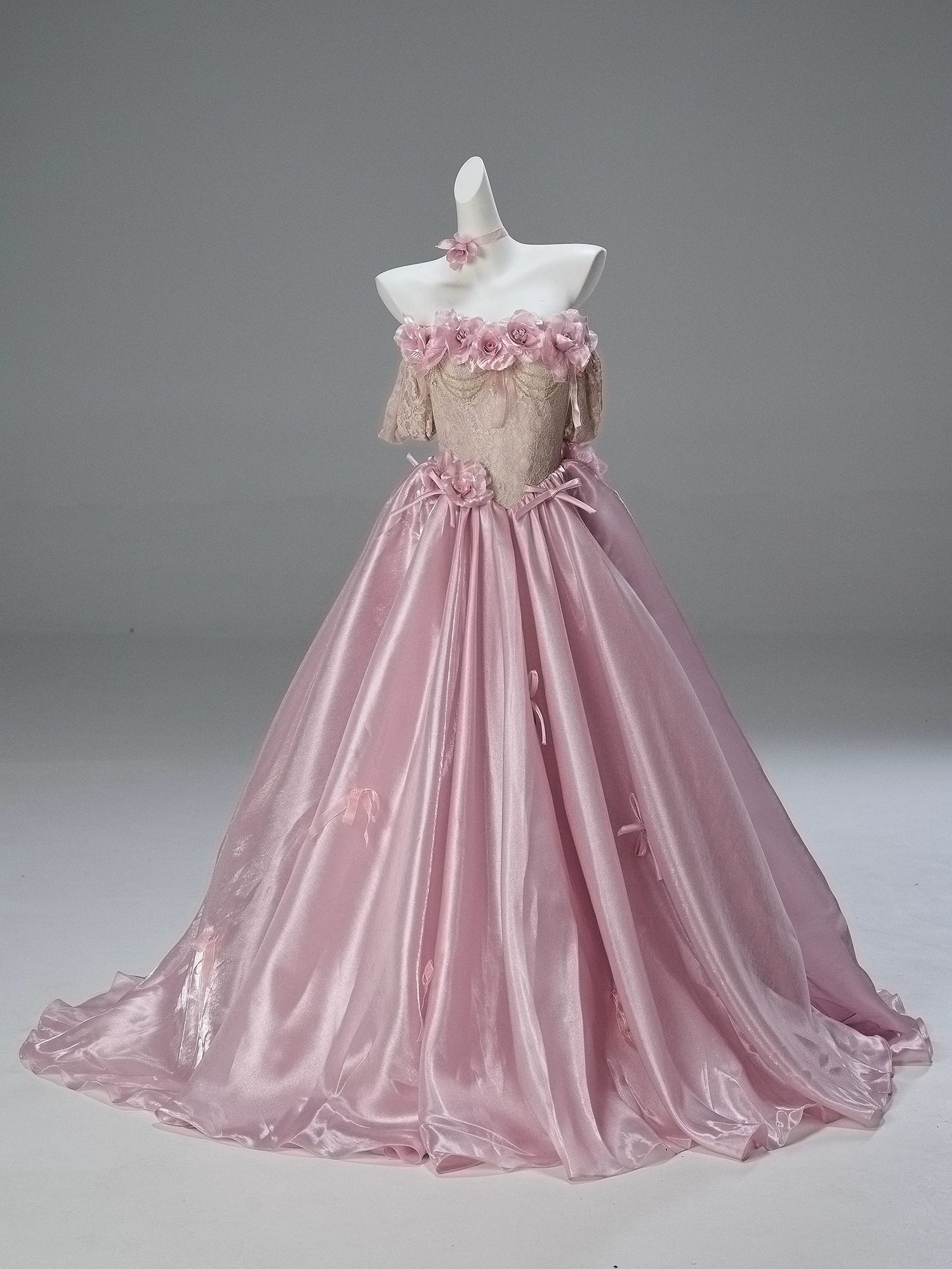 Elegant Lotus Pink Couture Gown