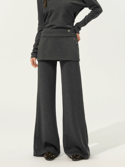 Lace Spliced Fake Two-Piece Knit Sweater