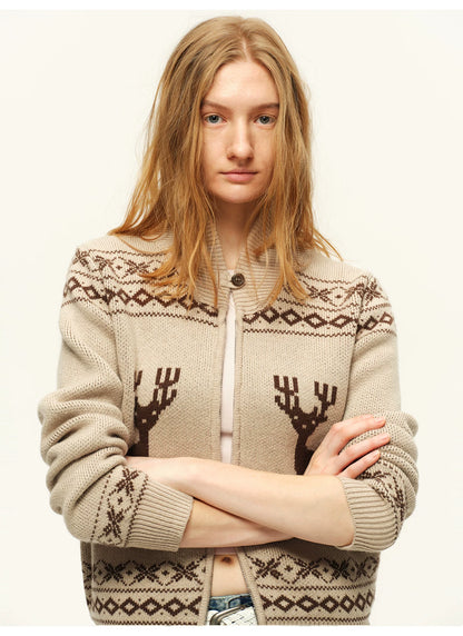Vintage Fair Isle Wool Knit Cardigan
