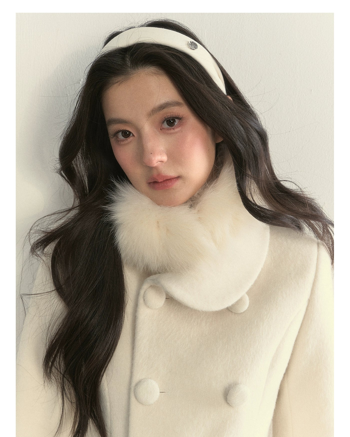 Wool Blend Double-Breasted Midi Coat