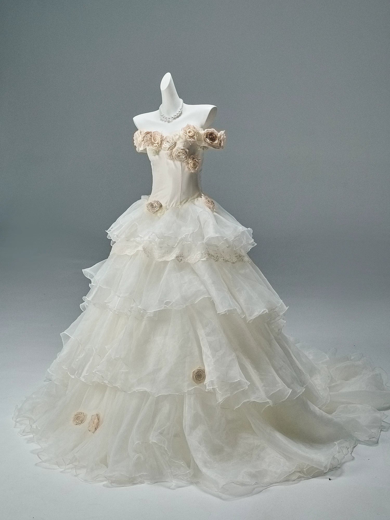 “Whispering Woods” Floral Off-Shoulder Couture Gown
