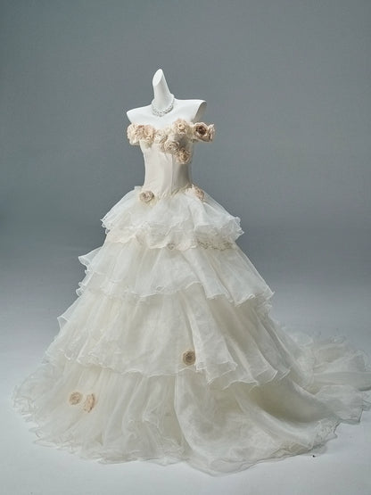 “Whispering Woods” Floral Off-Shoulder Couture Gown