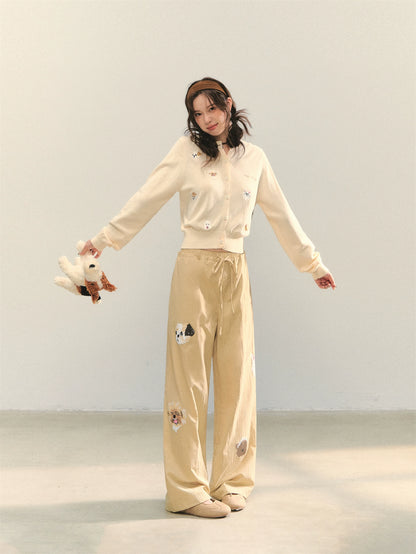 Fun Dog Print High-Waist Pants