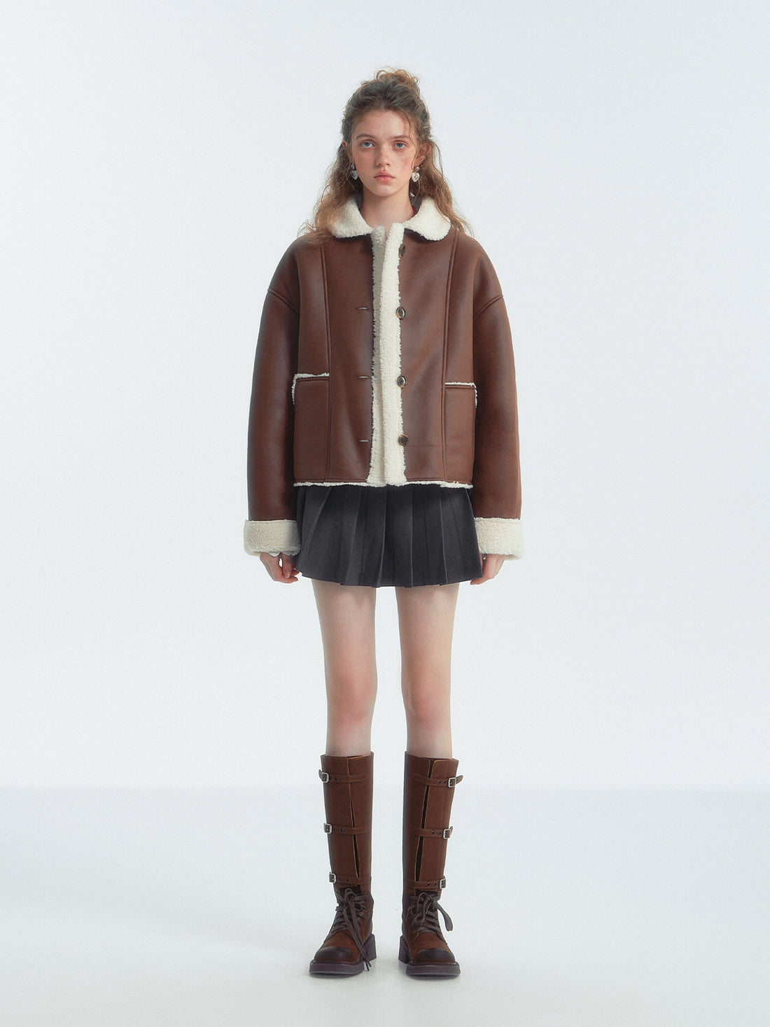 Collar Shearling Crop Jacket