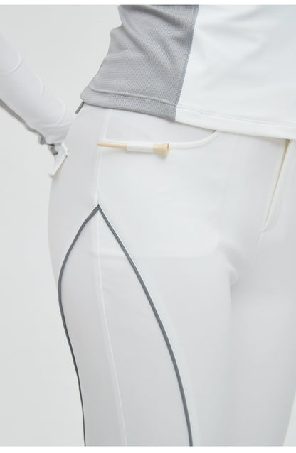 White Quick-dry Golf Turtleneck Top &amp; Trousers Set