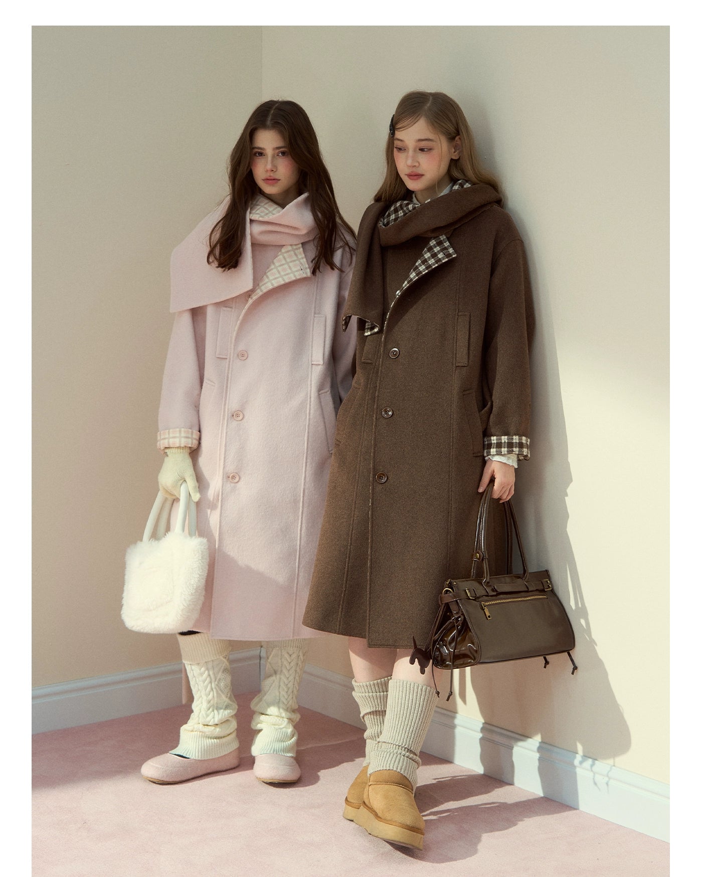 Berlin Avenue Wool Check Scarf Coat