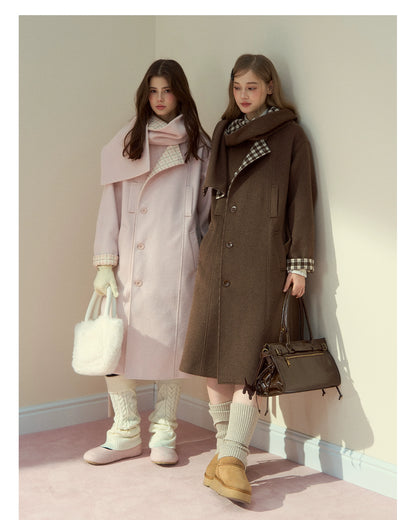 Berlin Avenue Wool Check Scarf Coat
