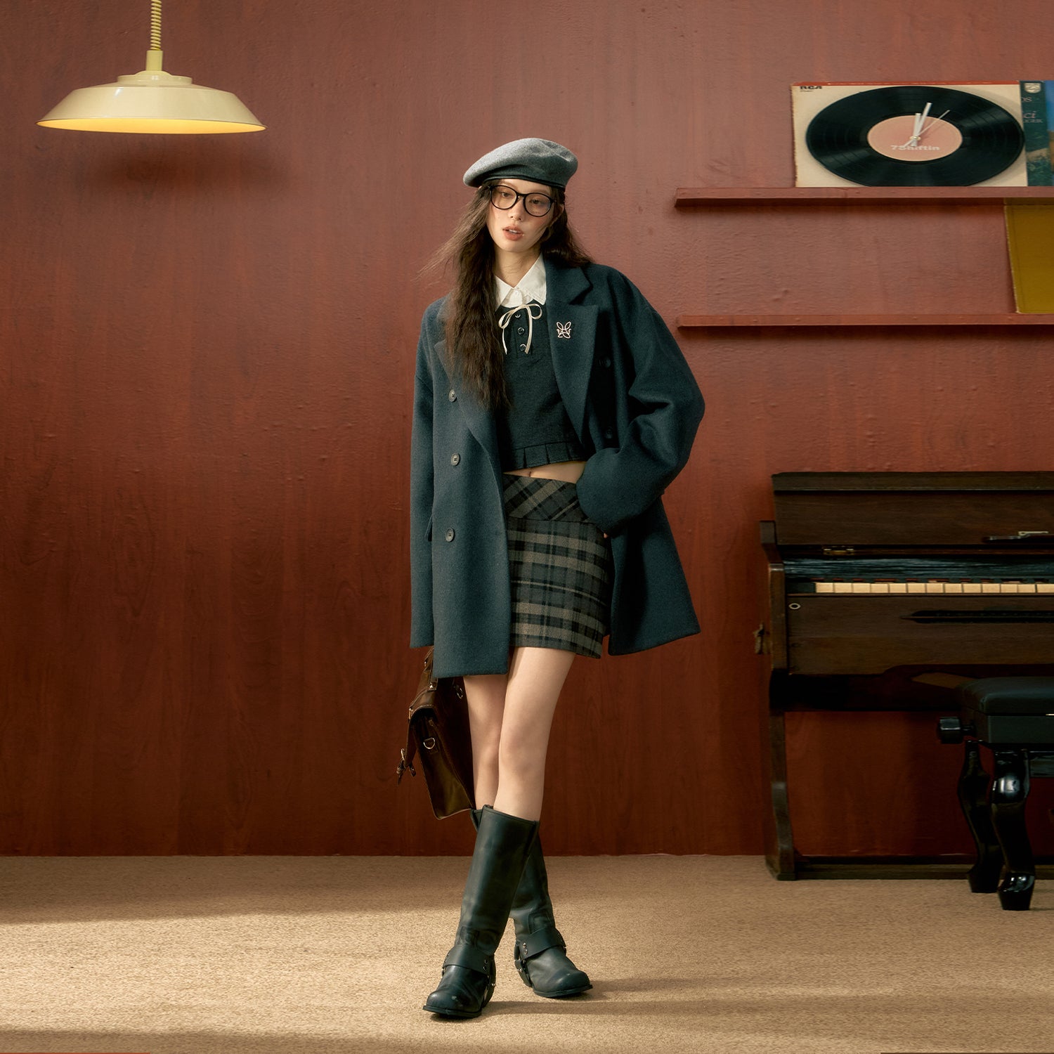 Gray Medium-Length Wool Coat - CHINASQUAD