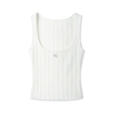 Hollow-out Square Neck Knit Tank Top - CHINASQUAD