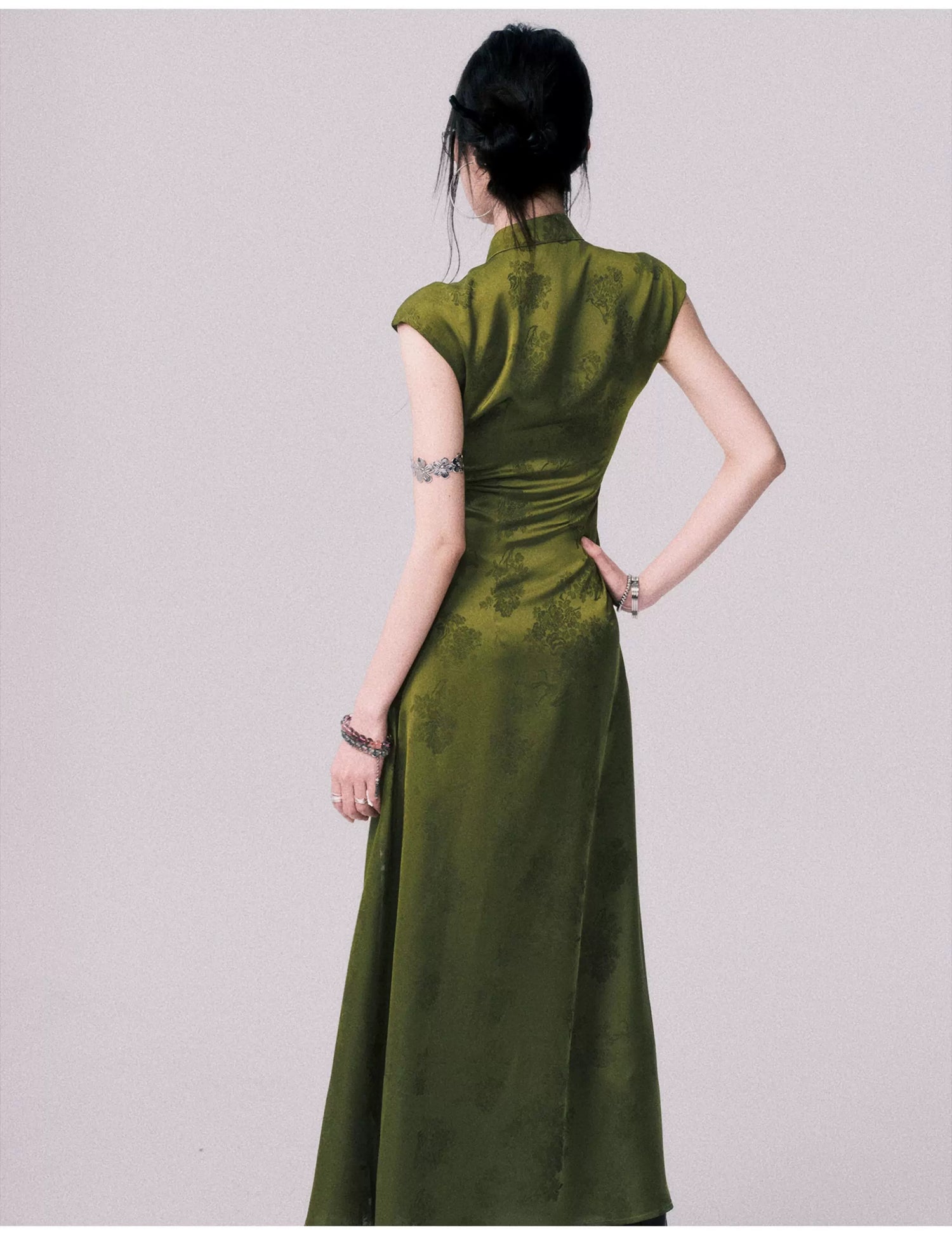 Chinese-Style Slit Cheongsam Maxi Dress