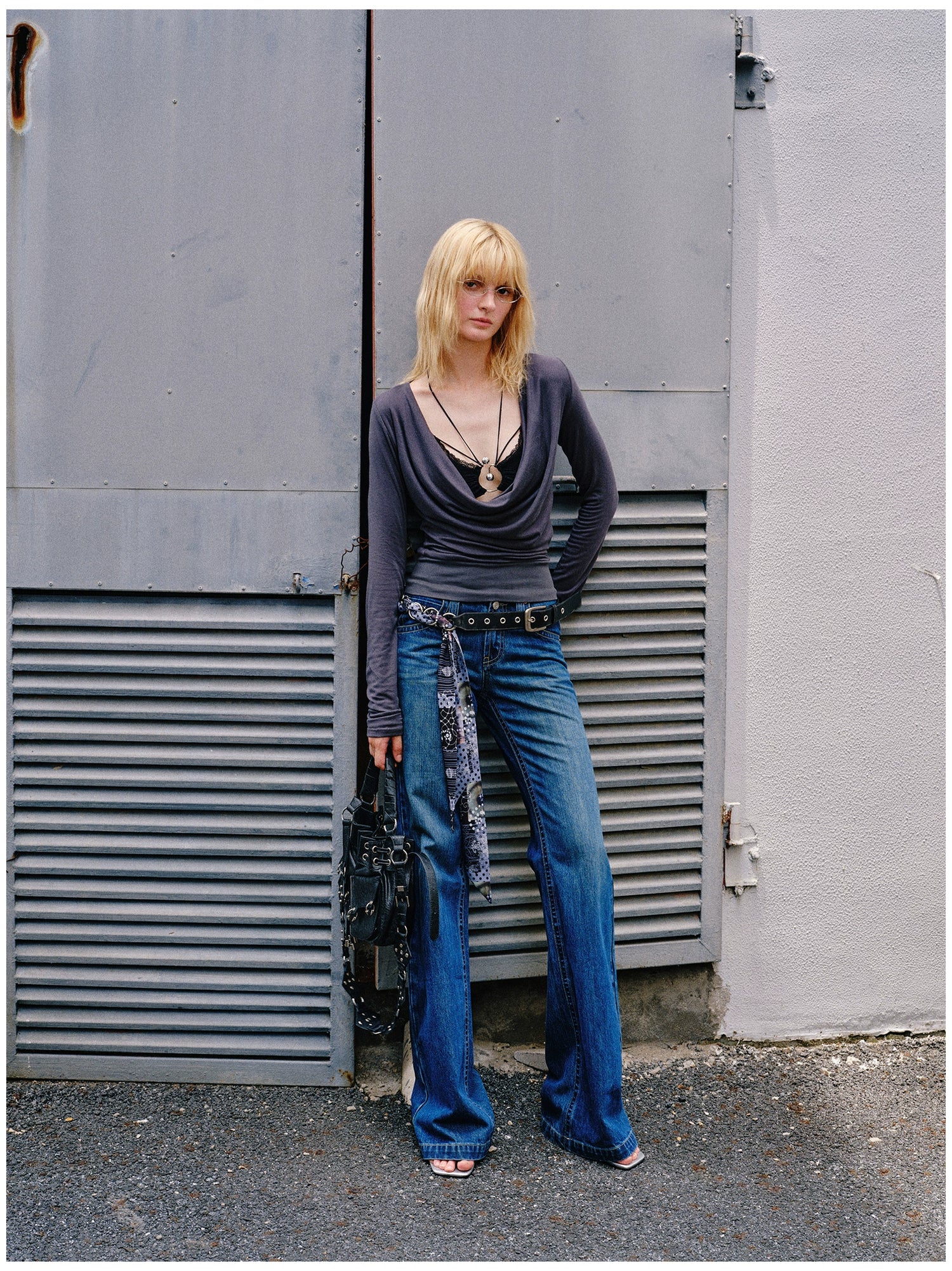 Washed Blue Embroidered Straight Jeans - CHINASQUAD