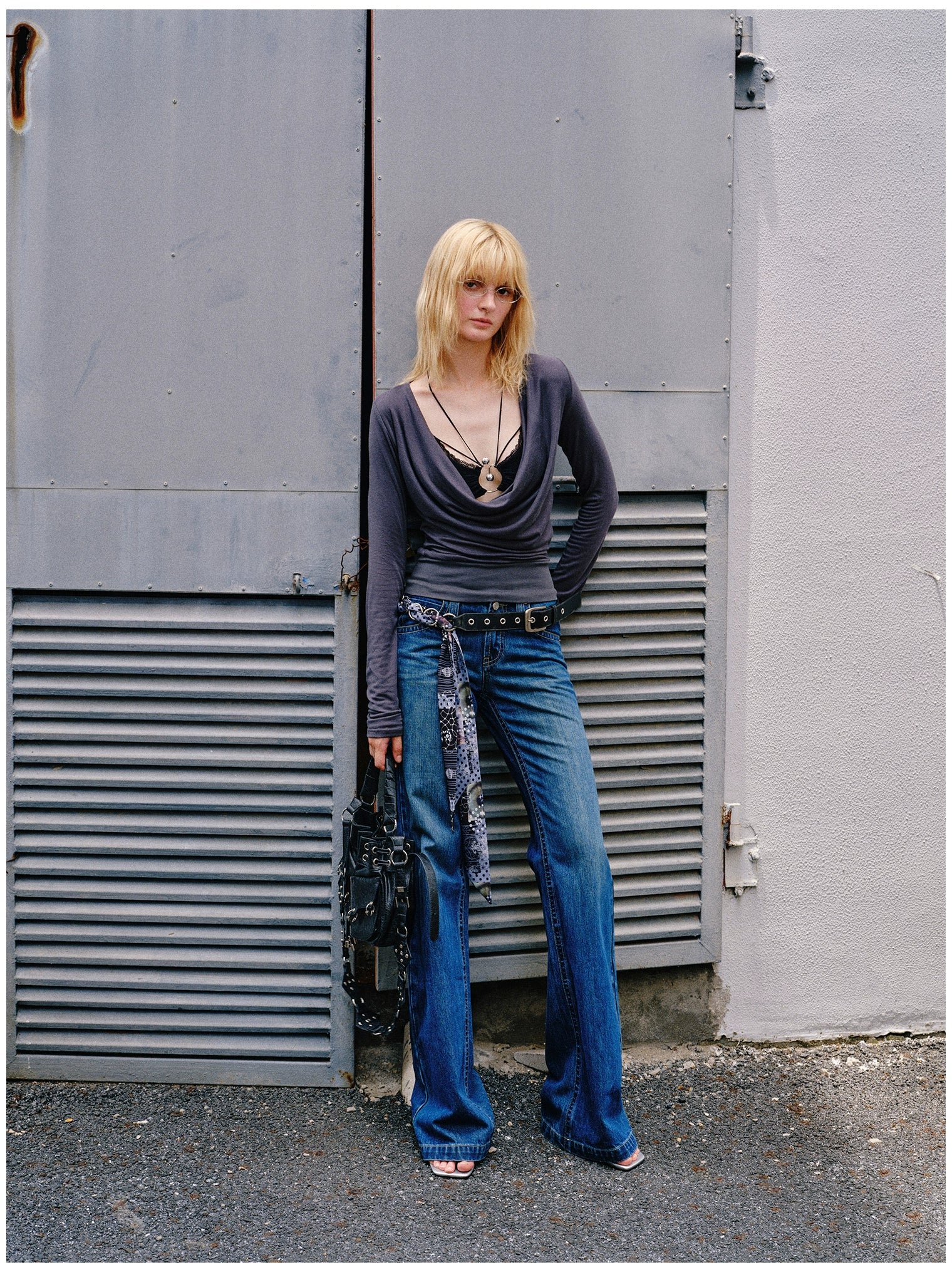 Washed Blue Embroidered Straight Jeans - CHINASQUAD