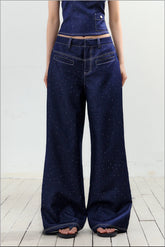 Fake Two-Piece Rhinestone Halter Top & Pant Set - CHINASQUAD