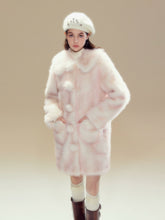 Pink Ombre Doll Collar Long Shearling Coat - CHINASQUAD