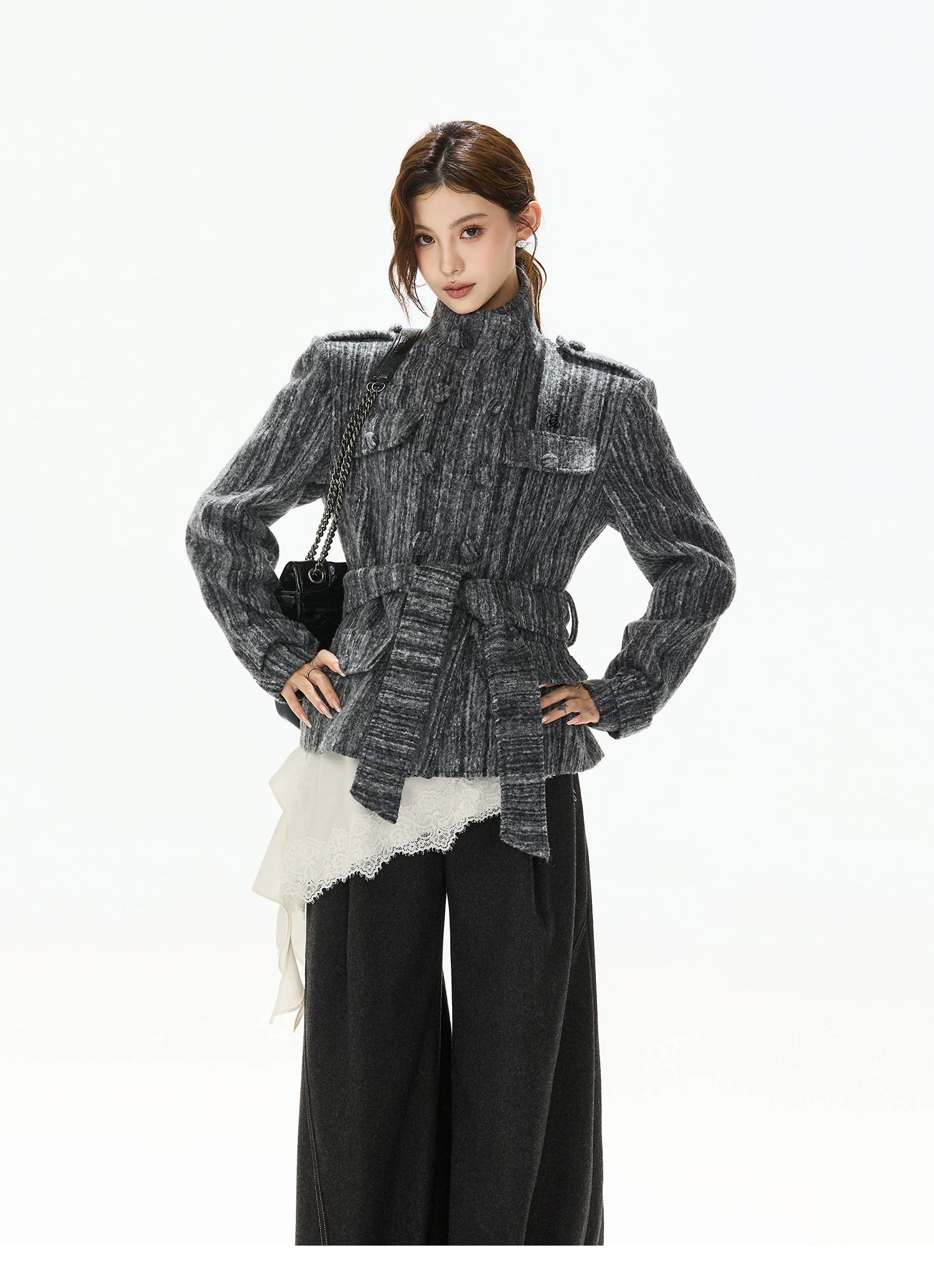 Double-Breasted Belted Wool-Blend Jacket
