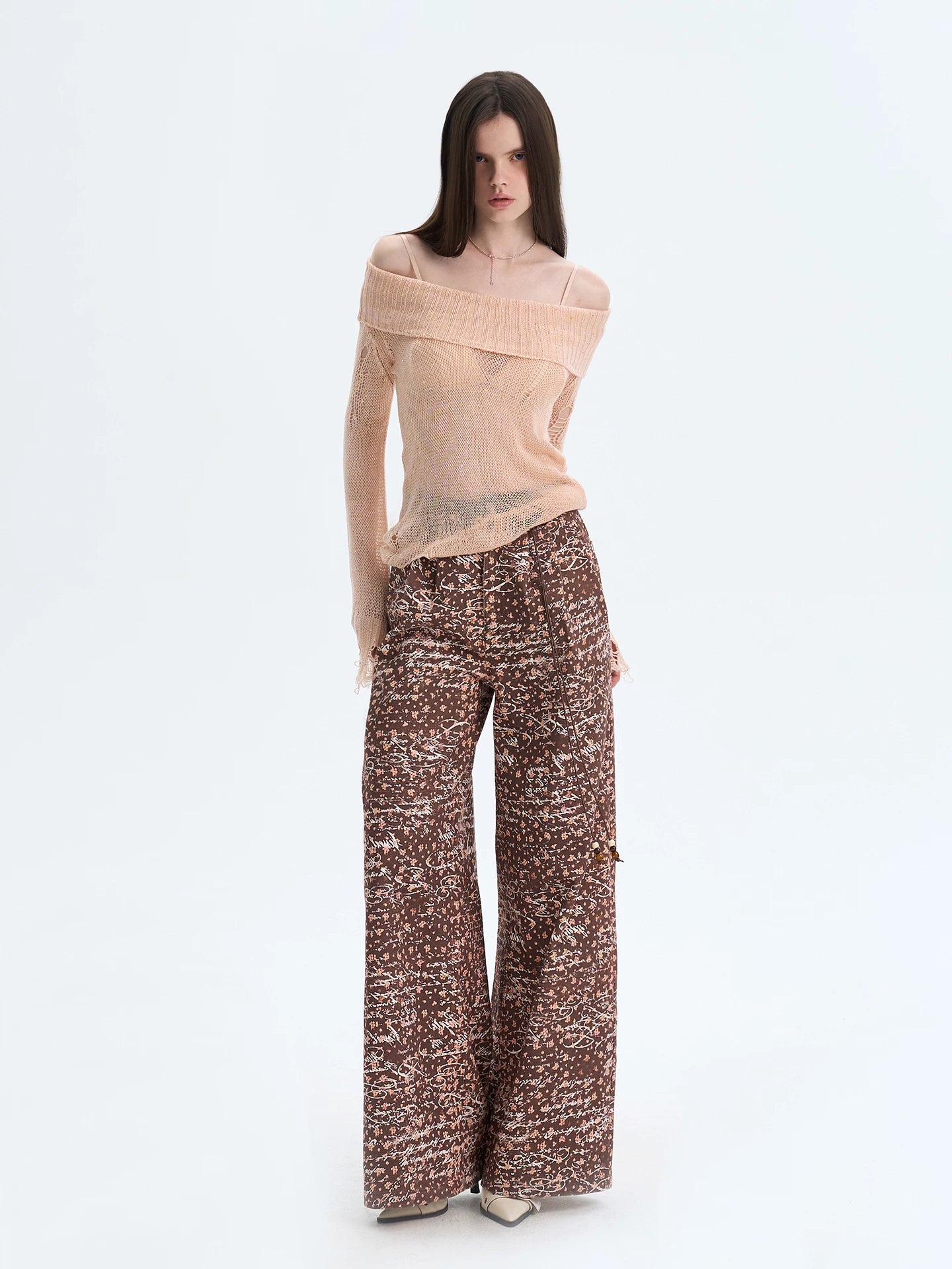 Off-Shoulder Sequin Cut-Out Knit Top