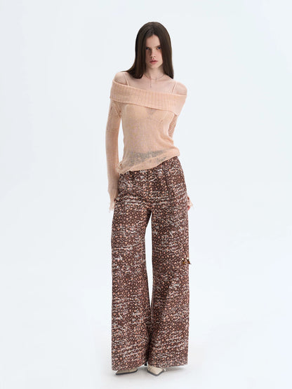 Off-Shoulder Sequin Cut-Out Knit Top