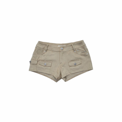 Low-Rise Studded Pocket Mini Shorts