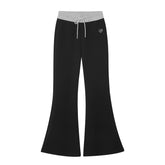 Contrast Color Tie-Waist Flared Casual Pants - CHINASQUAD