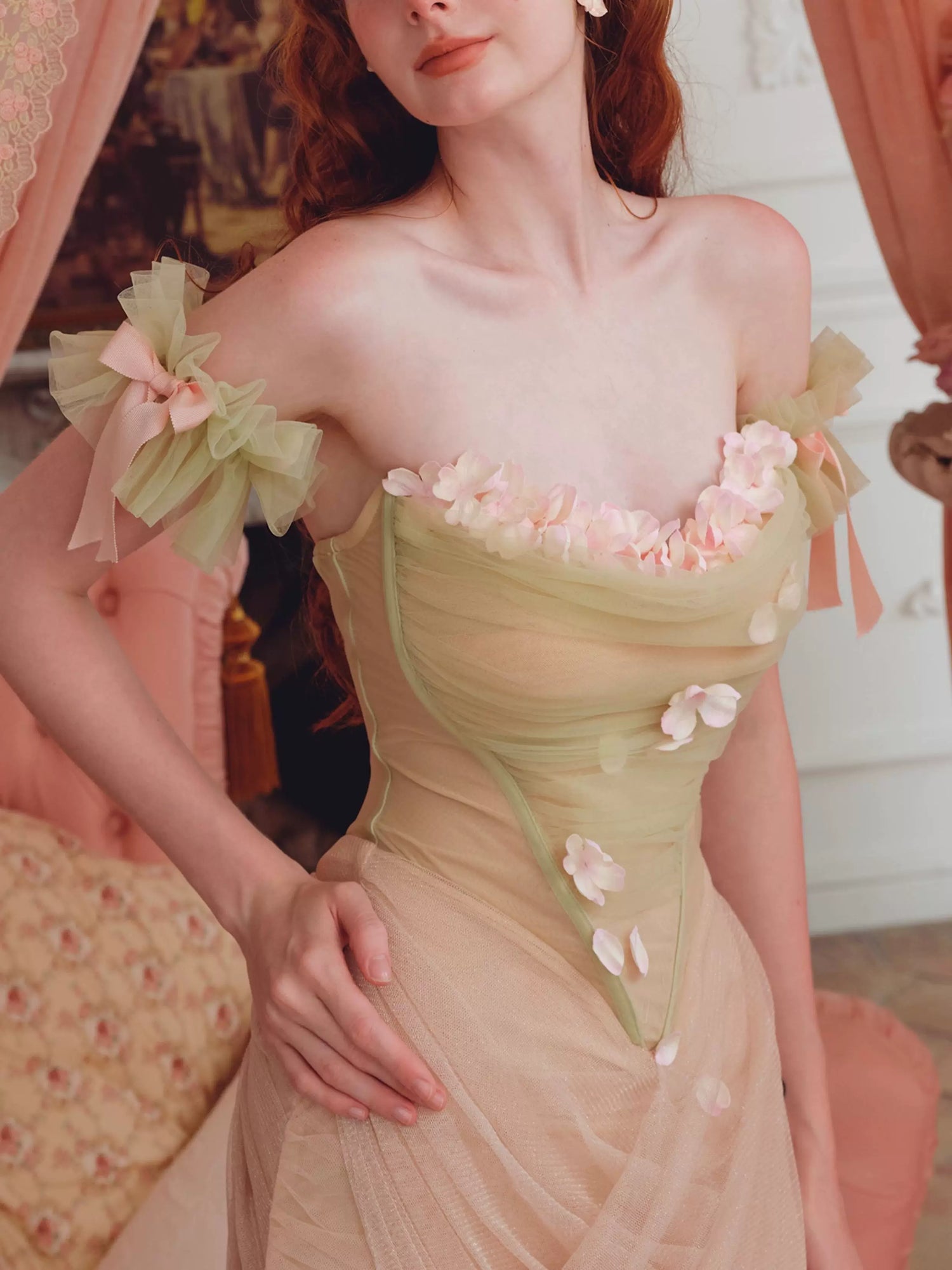 French Gentle Corset Strapless Gown Dress