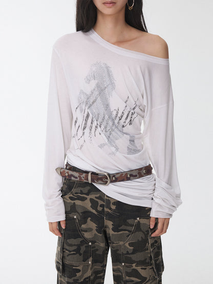 Vintage Camo Studded Horsehair Leather Belt