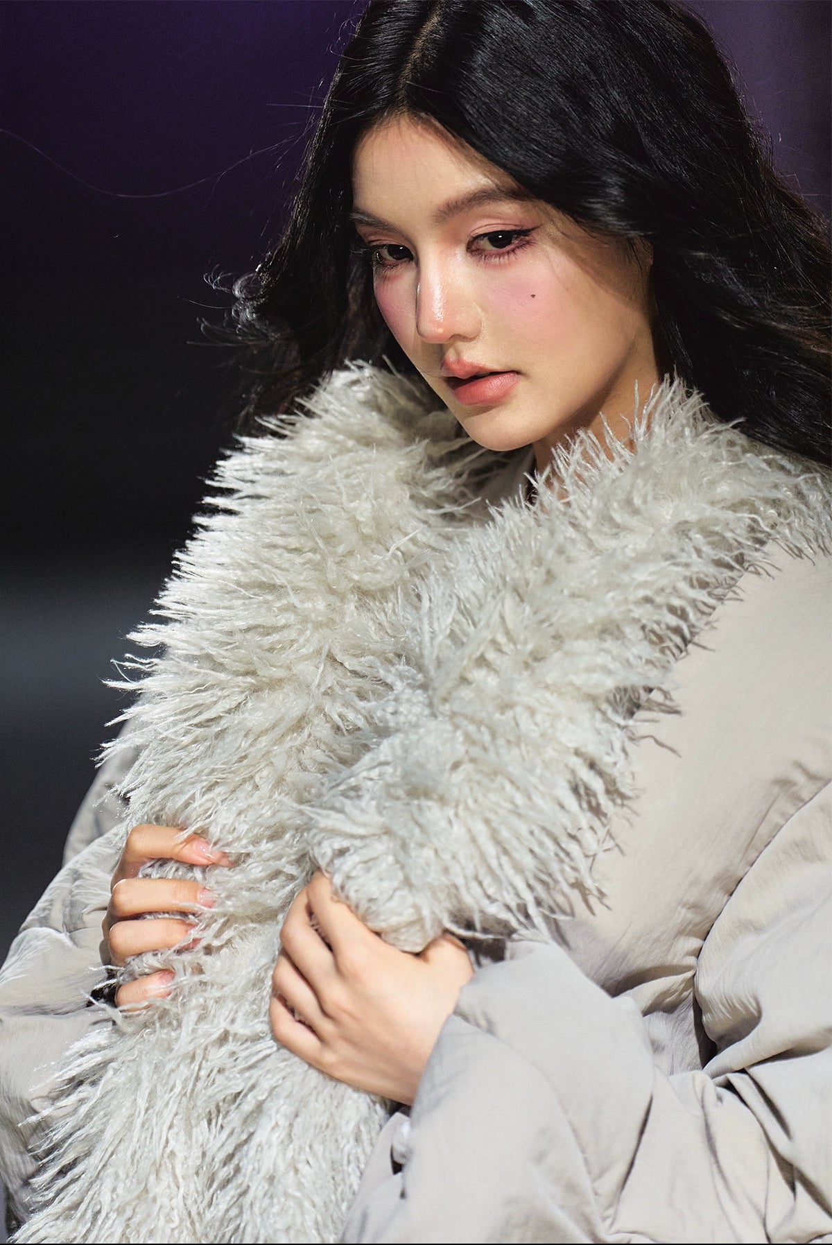 Plush-Collar Padded Cotton Coat