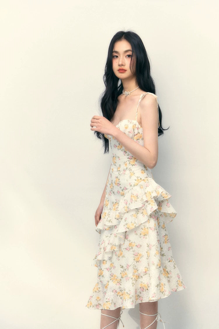 Yellow Rose Floral Dress