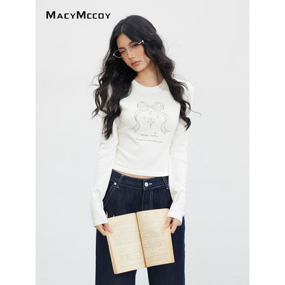MacyMccoy Bow Graphic Long-Sleeve T-shirt