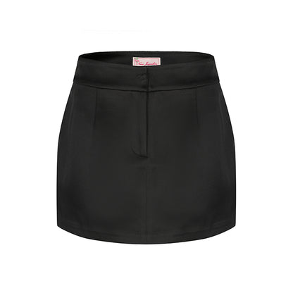 Black &amp; Off-white Elle Satin Mini Skirt - CHINASQUAD