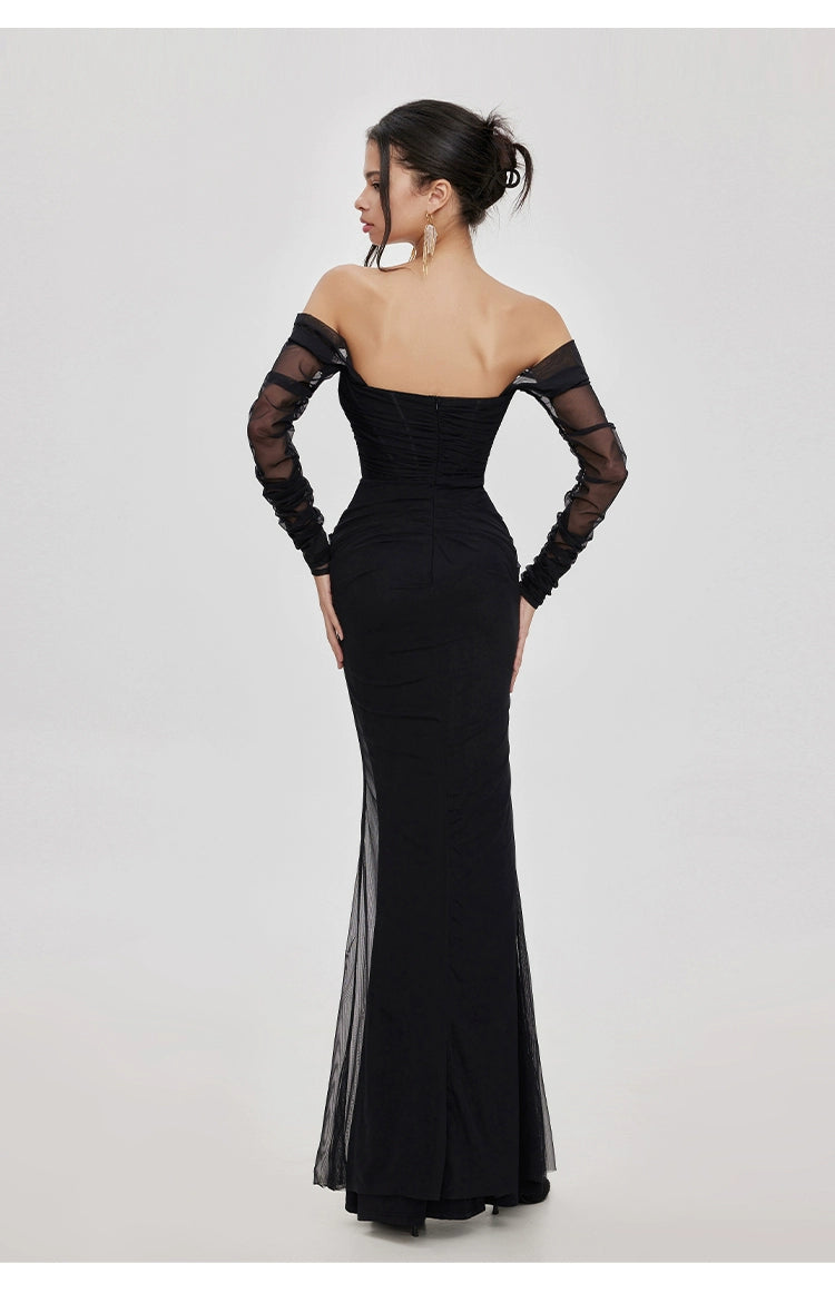 Off shoulder fishtail gown best sale