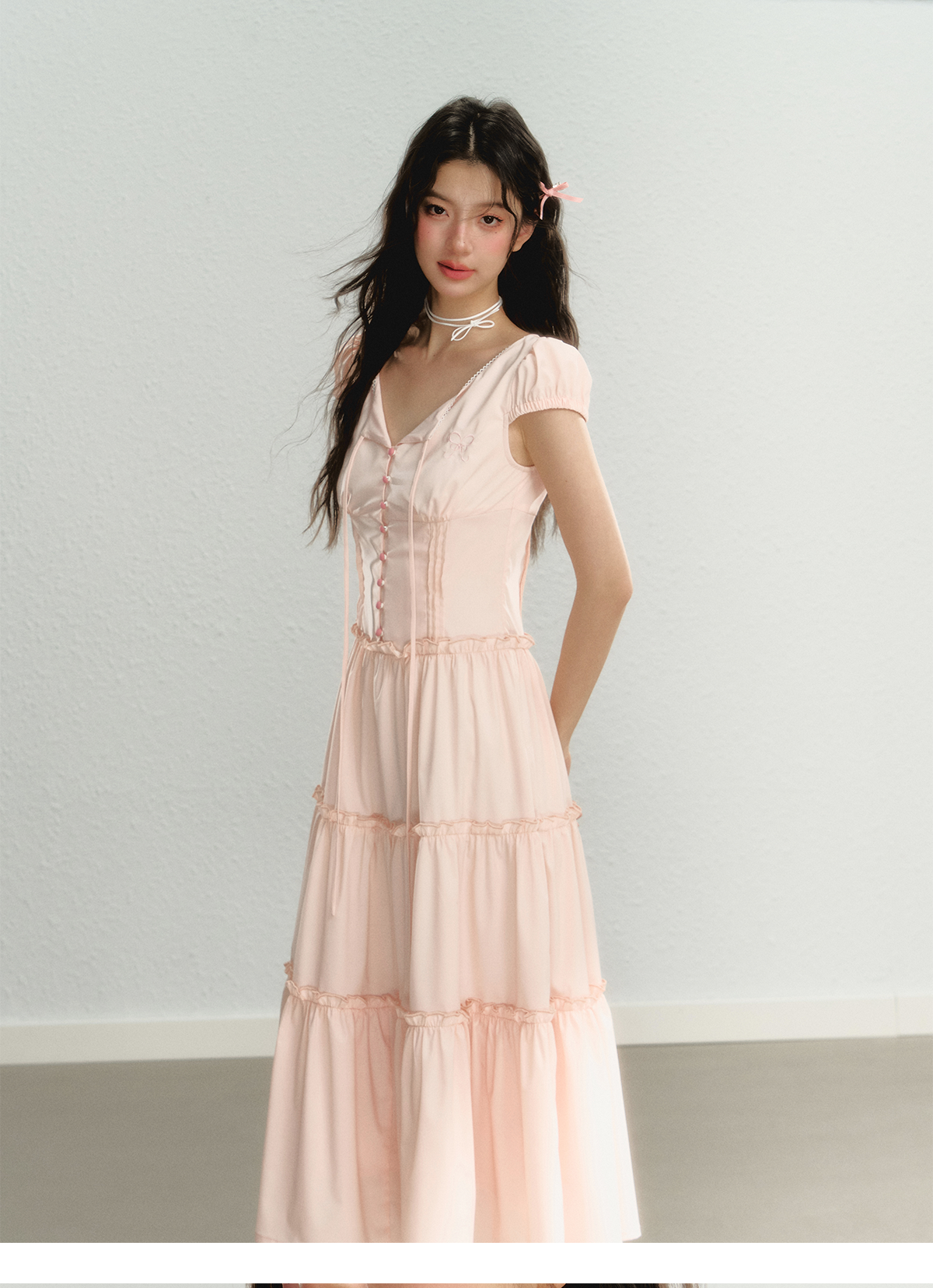Pink Waist Belted Midi Dress - CHINASQUAD