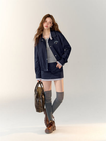 Metallic Buckle Color-block Jacket