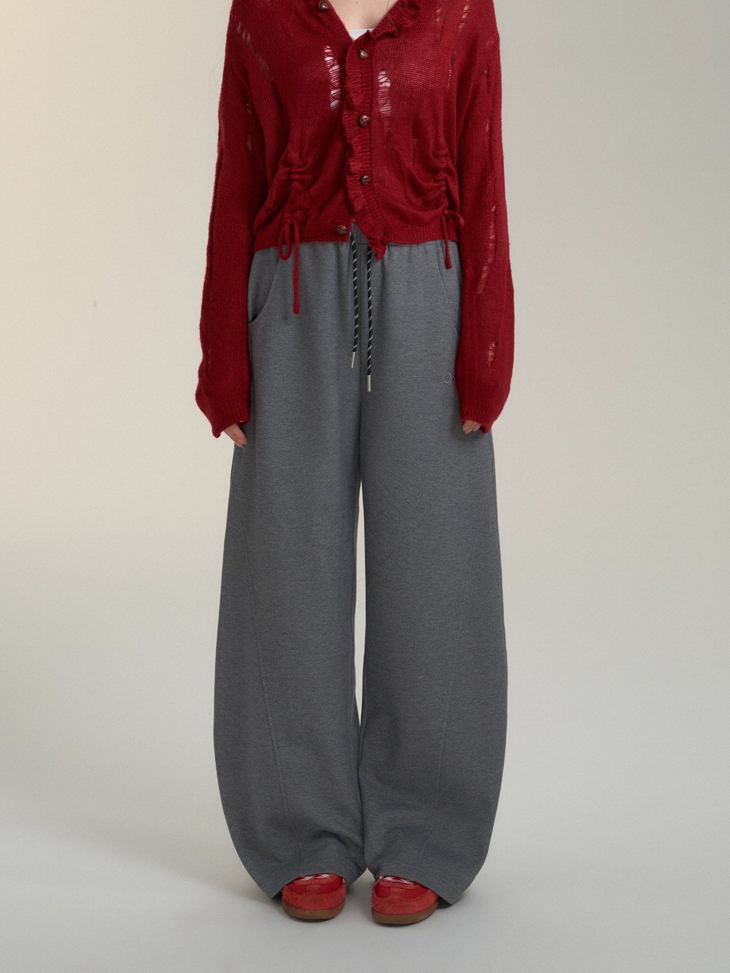 Contrast Drawstring Banana Pants