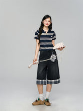 Polo-Collar Striped Color-Blocking T-shirt - CHINASQUAD