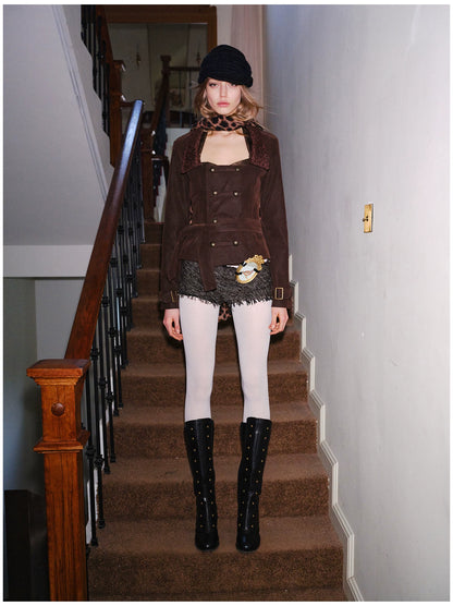 Punk Suede Short Trench Jacket