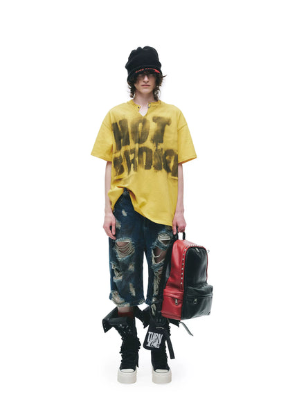 Hand-Sprayed Graffiti Distressed Oversized T-Shirt
