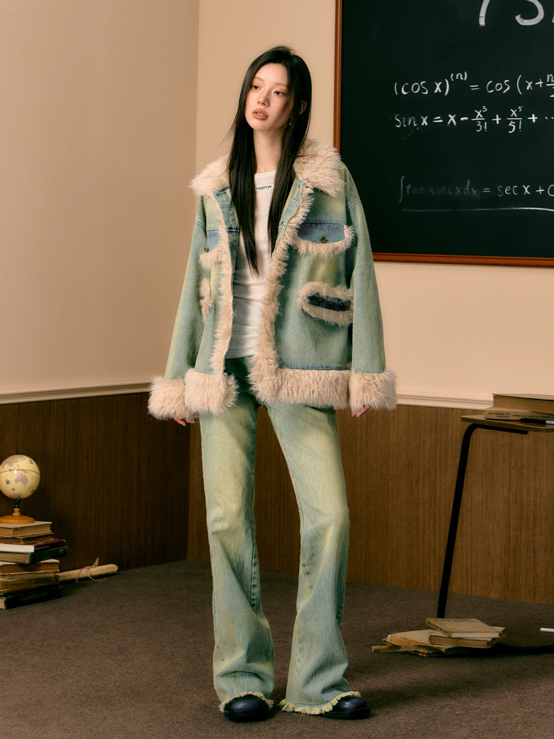 Fleece Patchwork Denim Jacket - CHINASQUAD