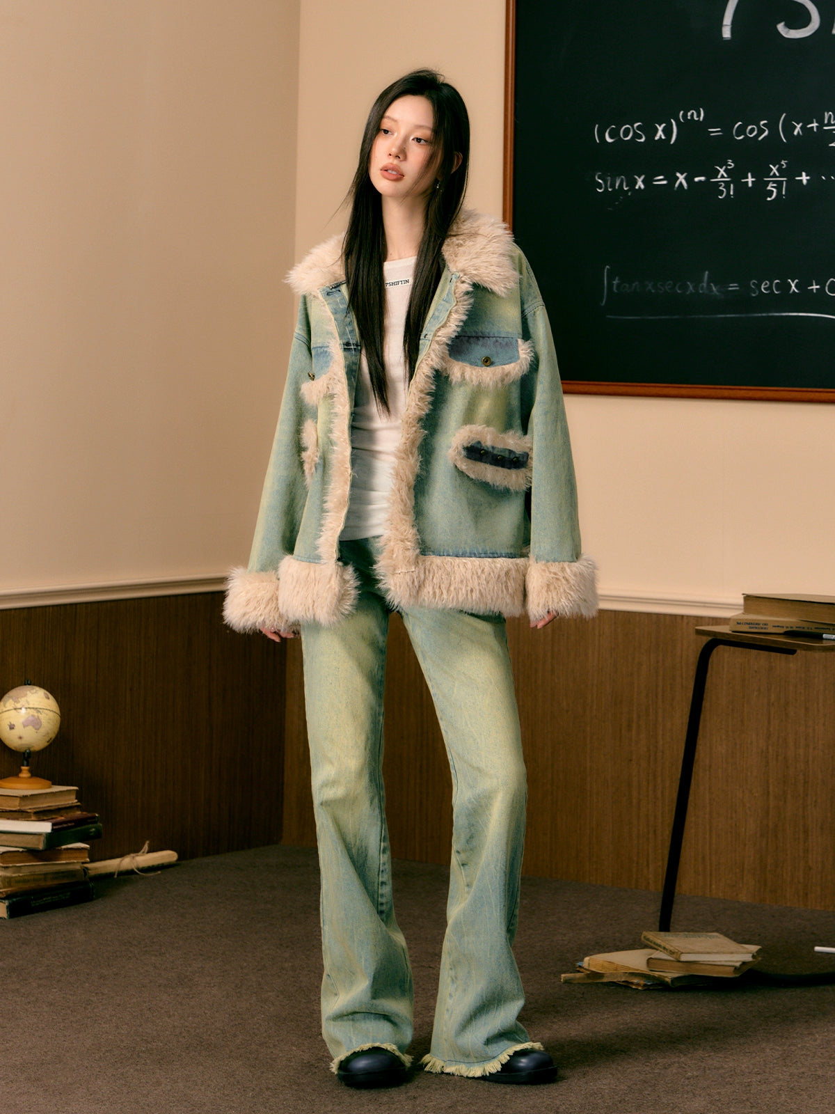 Fleece Patchwork Denim Jacket - CHINASQUAD