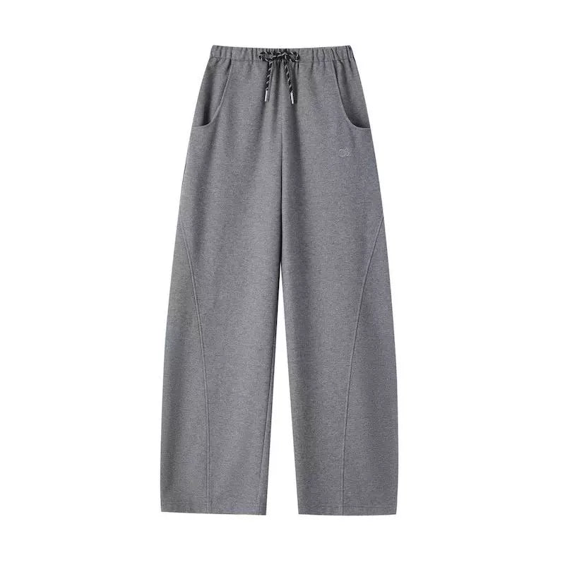 Black &amp; Gray Drawstring Banana Straight-Leg Pants