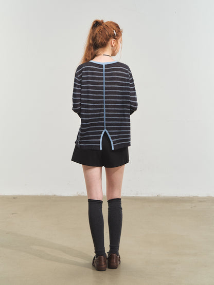 Retro Stripe Versatile Knit T-Shirt