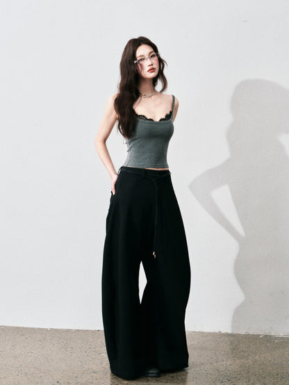 Contrast Lace Trim Slim-Fit Camisole