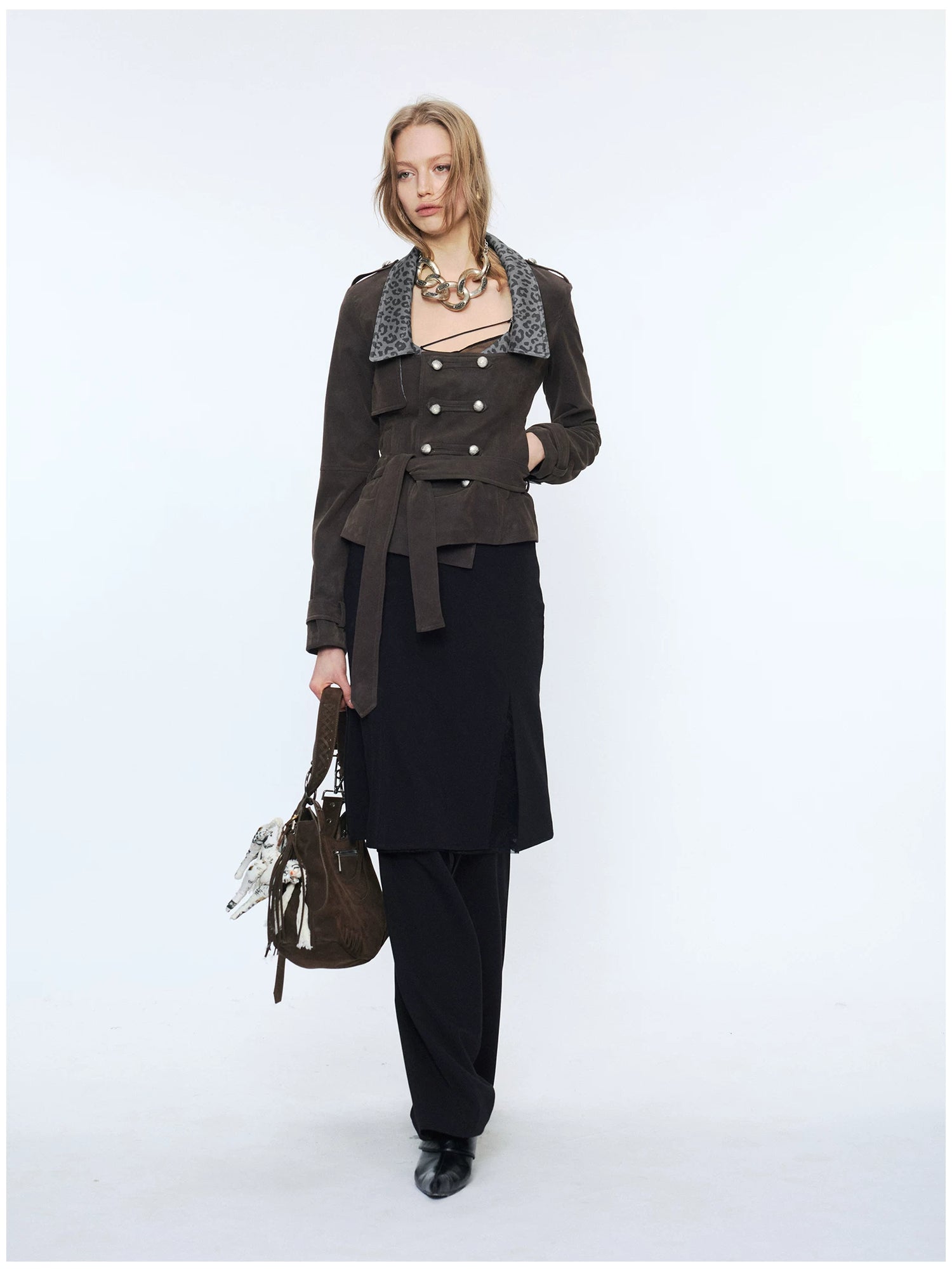 Punk Suede Short Trench Jacket
